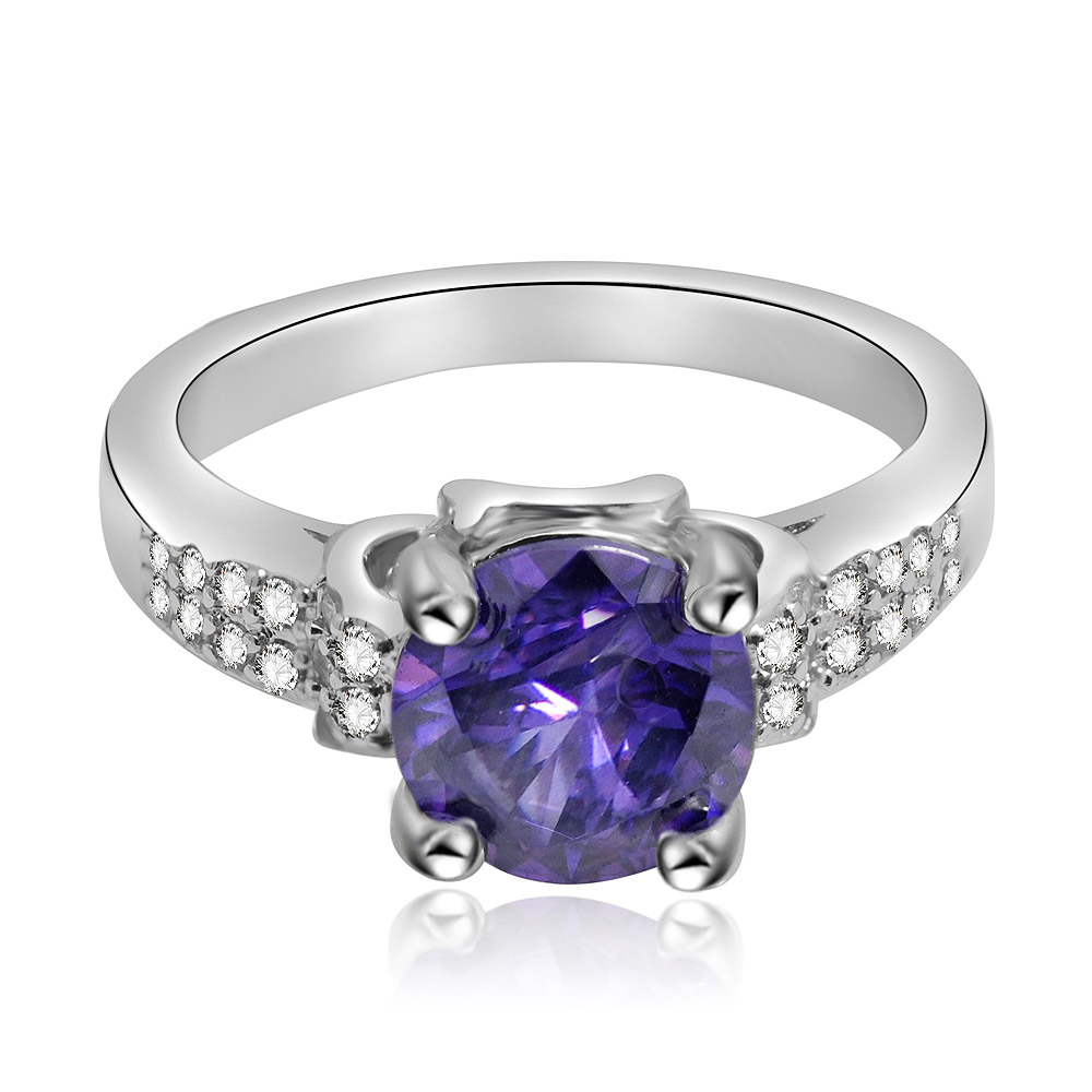 Amethyst and Cubic Zirconia Ring